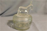 Vintage Jeanette glass donkey powder dresser jar