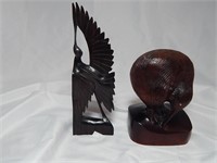Vintage Carved Wood Kiwi Bird & Heron
