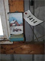 WINTER BARN SCENE PAINTED METAL MATCH  HOLDER