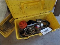 YELLOW PLASTIC TOOL BOX W/  FILTER WRENCHES &