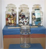 Sewing Supplies in Glass Jars