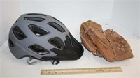 Helmet & Baseball Glove
