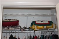 Contents of living room closet, afghan , throw
