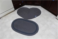 2 SCATTER RUGS, 1 heart and 1 oval blue K