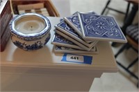 BOMBAY candle holder and 6 coasters  DR