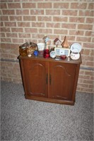 WOODEN CABINET AND everything on top
