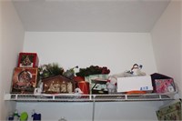 shelf of christmas in laundry room