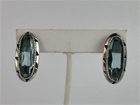 Pair of Sterling Earrings with Blue Topaz