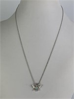 14K White Gold Opal & Diamond Necklace