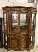 7 ft. 2-Drawer Lighted China Cabinet with Beveled