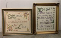Cross Stitch Art for Mothers, Lot of 2