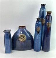Reactive Glaze Pottery with Medallion Accent