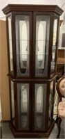 Angled Lighted & Mirrored Curio Cabinet