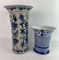 Blue & White Porcelain Vases Including Centrium