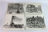Assortment of Prints of Sketches of Texas, Various