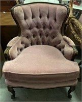 Victorian Tufted Back Barrel Chair with Velvet