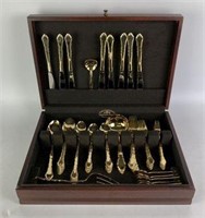 Stainless Steel Gold Tone Flatware in Chest