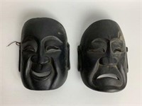 Pair of Carved Wood Comedy/Tragedy Masks