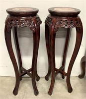Chinoiserie Plant Stands with Marble Inset Top