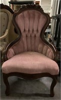 Victorian Tufted Channel Back Parlor Chair with