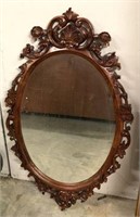 Mirror with Ornate Mahogany Finish Frame