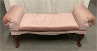 Pink Velvet Bench with Rolled Arms