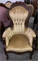 Upholstered Armchair with Wood Accents