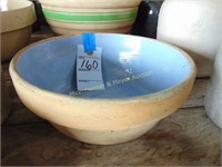 CROCK BOWL WITH BLUE INTERIOR