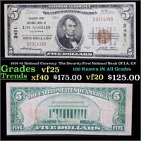 1929 $5 National Currency 'The Security-First Nati