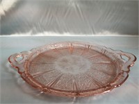 12 INCH PINK DEPRESSION GLASS SERVING TRAY