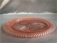 12 INCH OVAL PINK DEPRESSION GLASS CRACKER TRAY