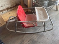 Vintage Red Metal Spring Rocker