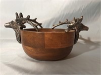 5 INCH WOODEN ZODAX BOWL MADE IN INDIA. UNIQUE