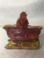 VINTAGE WESTMORELAND SANTA IN A RED AND GOLD
