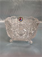 4- FOOTED LEAD CRYSTAL 4 FOOTED BOWL. HAUFBAUER