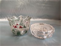 2- PIECES OF MIKASA CRYSTAL.  HOLIDAY VOTIVE AND