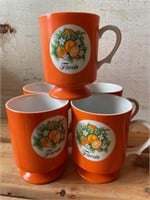 5 Vintage Florida Orange Mugs and Coffee Pot Bank