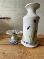 Pottery Candle Holder and Vase