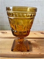 Vintage Amber Cut Glass Goblets