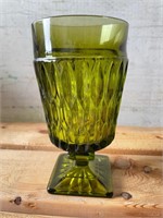 Vintage Green Cut Glass Goblet
