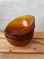 4 Vintage Amber Glass Bowls