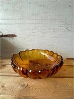 Vintage Amber Glass Footed Bowl