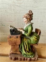 Vintage Lefton Porcelain Women Typing Figurine