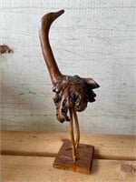 Carved Wooden Ostrich Statuette