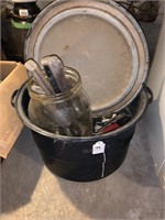 LARGE POT WITH UTENSILS