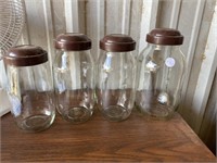4pc brown top canister set