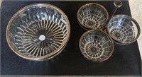 Glass bowl and 3 dish server