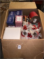 LARGE BOX OF CHRISTMAS DECOR