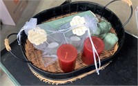 basket / with lot of assorted candles