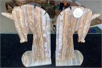 Agate carved unicorn bookends